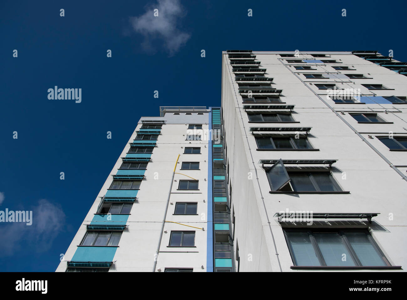 A high-rise council tower block building. Stock Photo