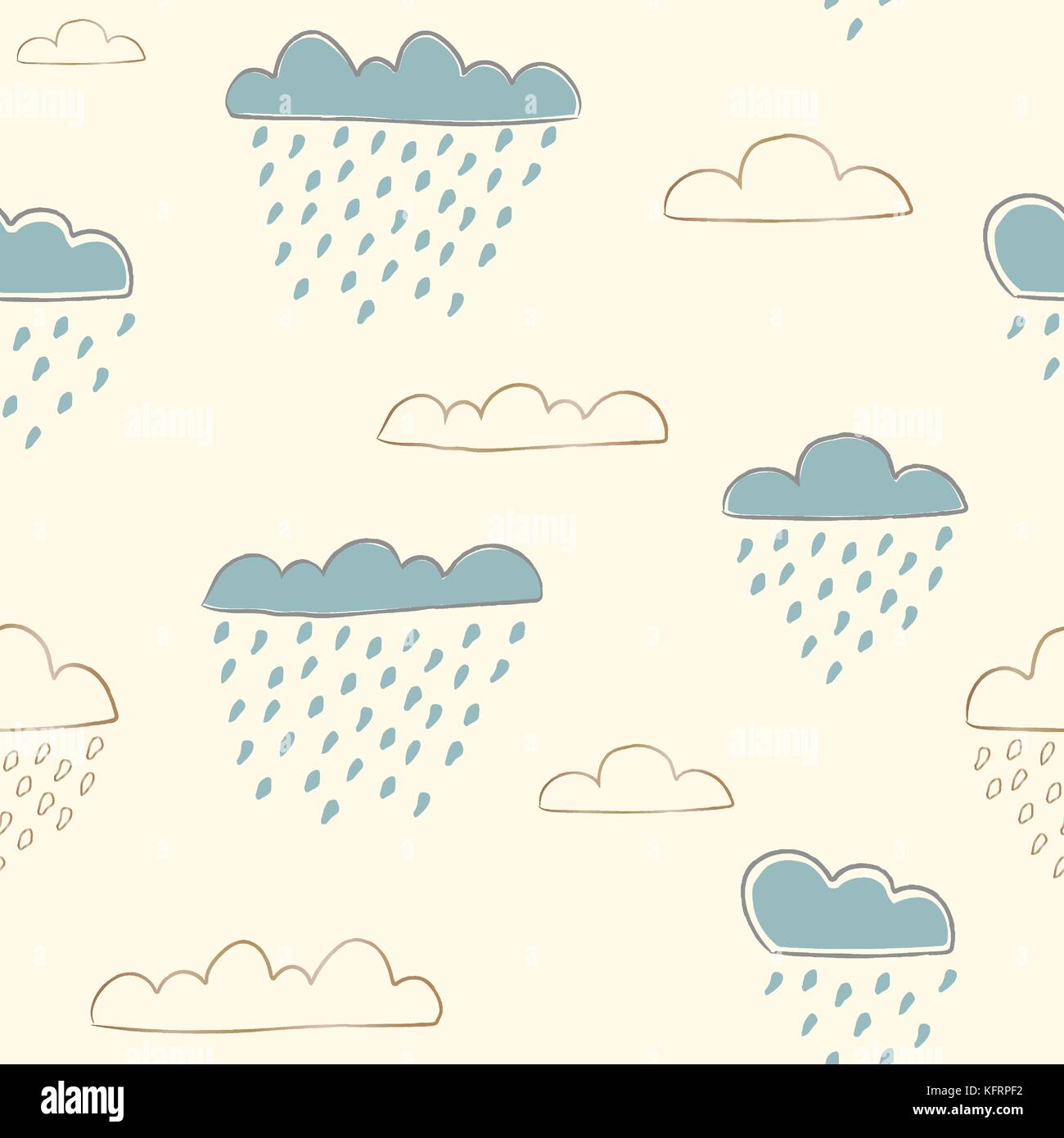 Seamless Pattern with hand drawn cute clouds on dotted background. For ...
