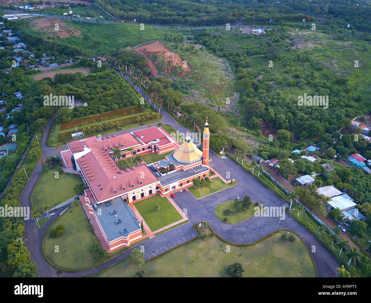 District in Managua city aerial drone view. Scenery view in Managua Stock Photo