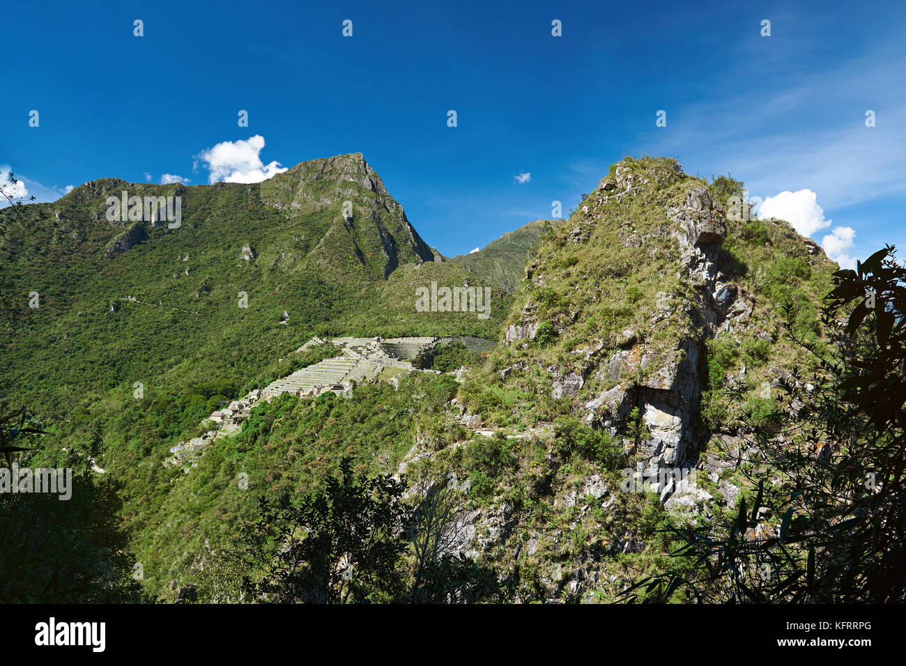 Landscape of machu picchu ancient city. Heritage of inca civilization Stock Photo