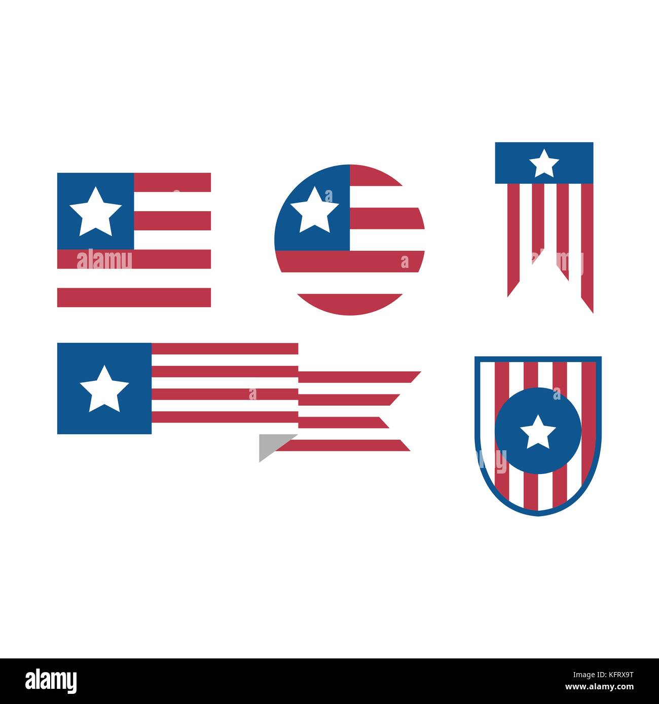 Simple USA Flag Emblem Bundle Stock Vector
