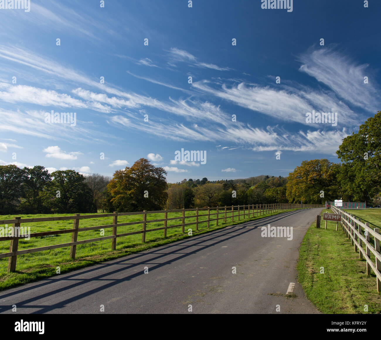The approach to Northwick Business Park at Blockley in the Cotswolds Stock Photo