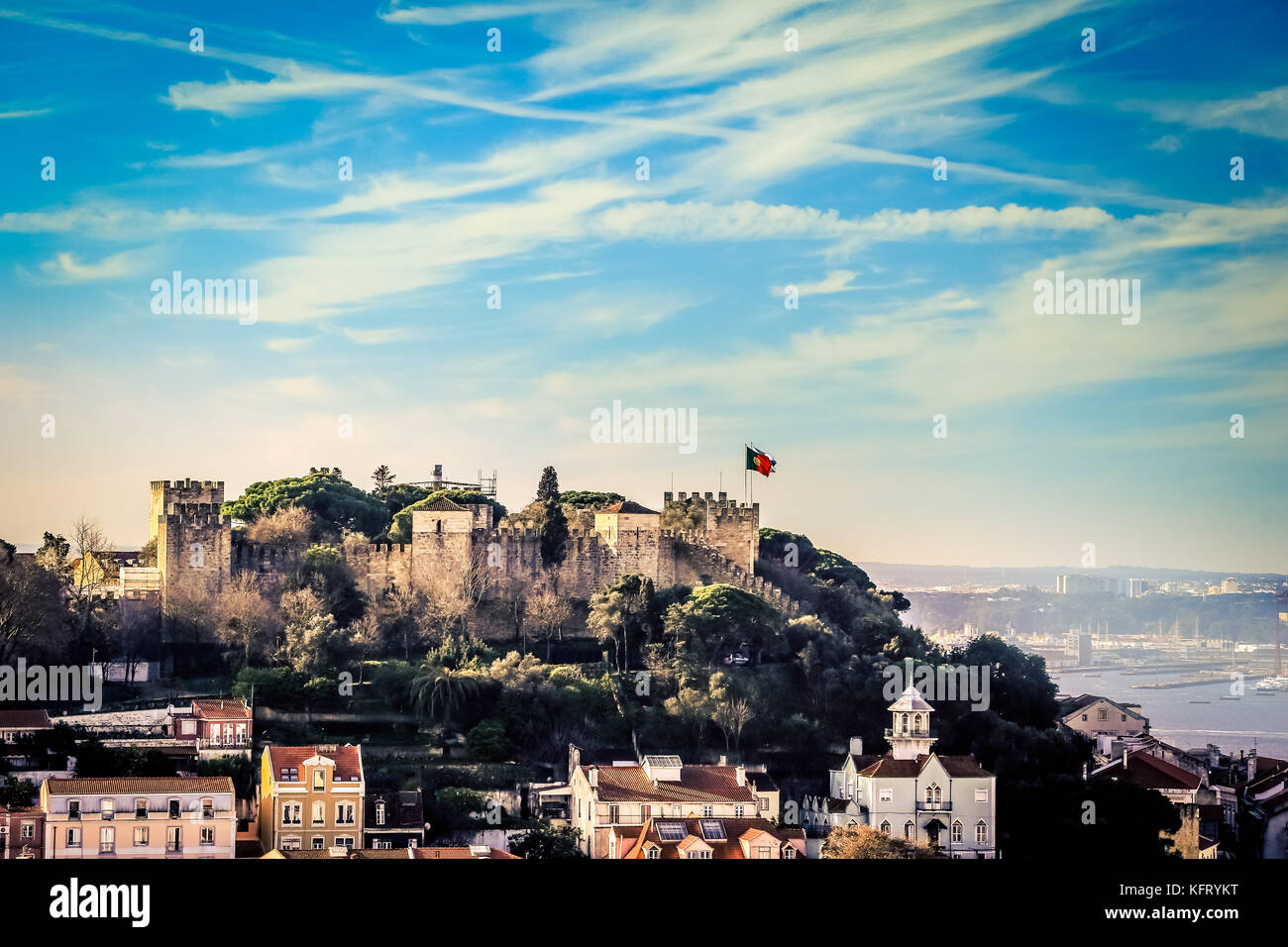 Lisbon Castle on a top of a hill Stock Photo