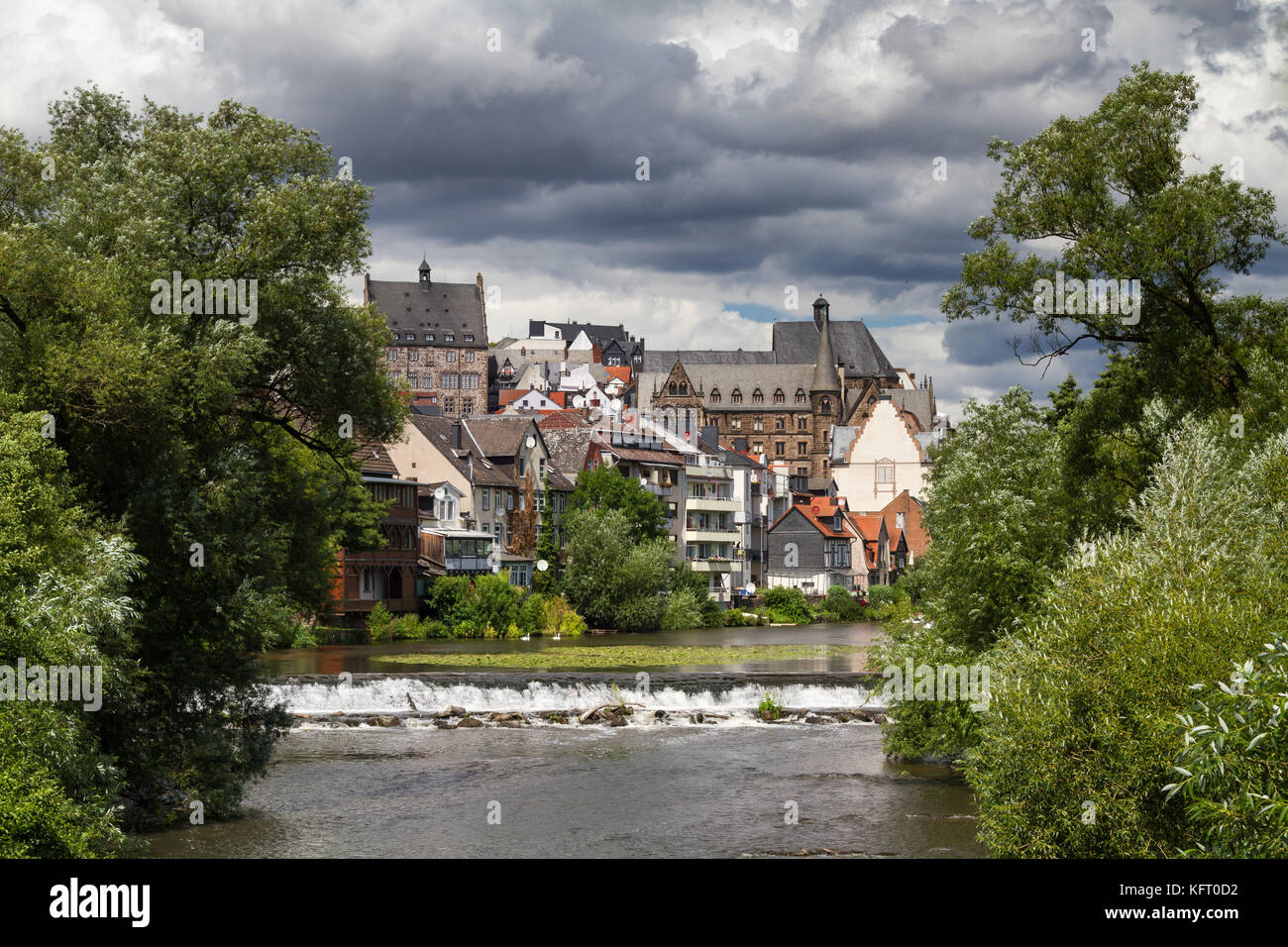 City of Marburg at the river Lahn, Hesse, Germany Stock Photo