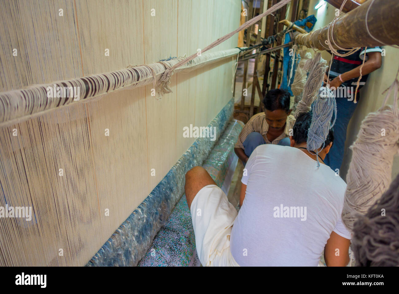 JAIPUR, INDIA SEPTEMBER 19, 2017 Indoor view of fabric block Printing for Textile in India