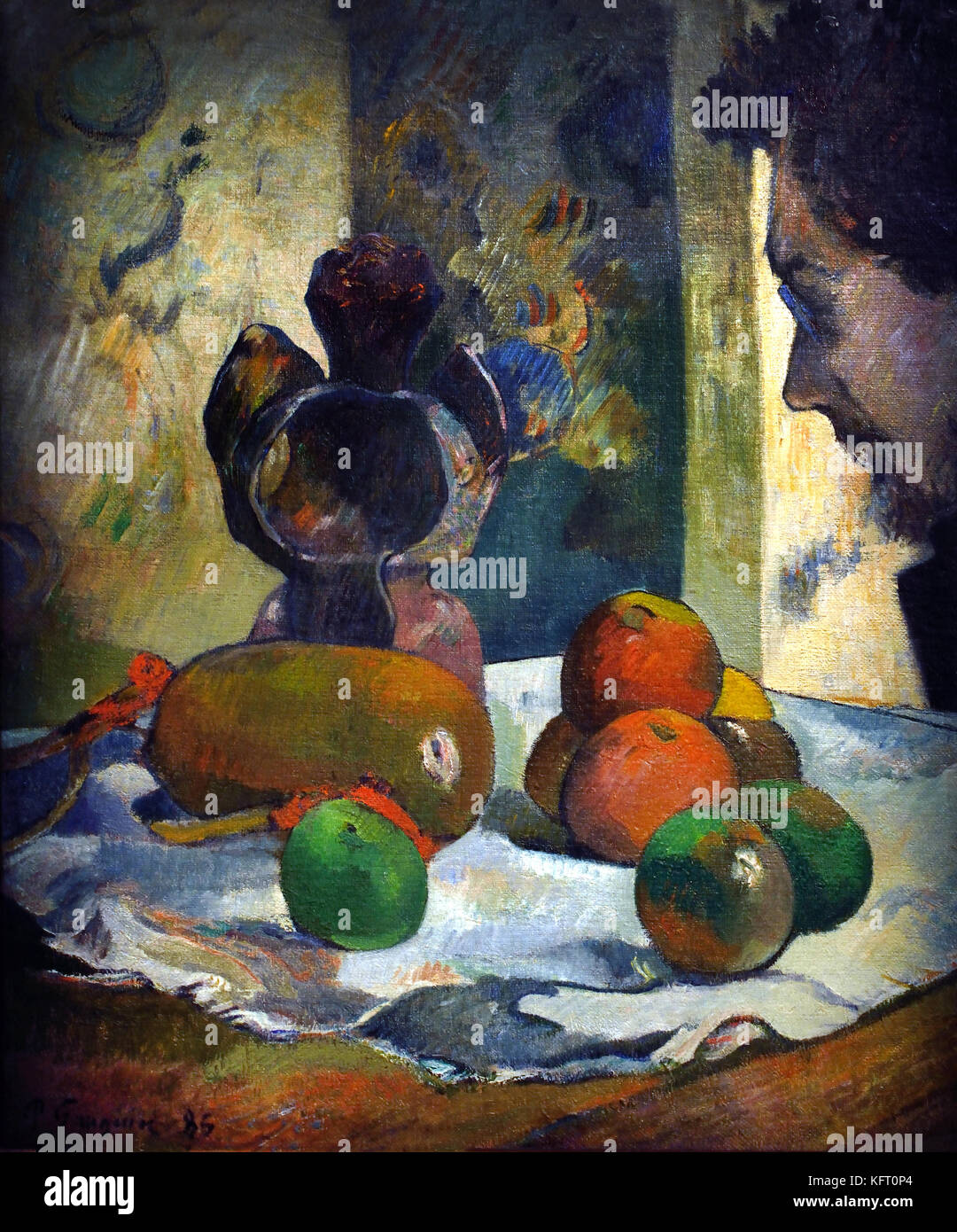 Still Life with Profile of Laval French: Nature morte au profil de Laval (  It depicts Gauguin's friend Charles Laval in profile with an assortment of inanimate objects, including a ceramic pot Gauguin made himself.)  Paul Gauguin 1848 –1903 France Stock Photo