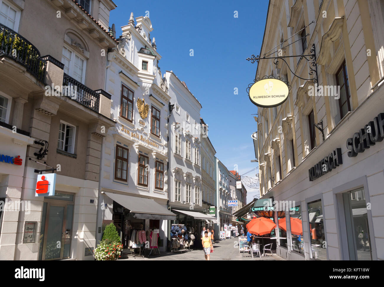 Obere Landstraße, the main high street in Krems an der Donau, a popular tourist destination in the Wachau region of Lower Austria, Austria Stock Photo
