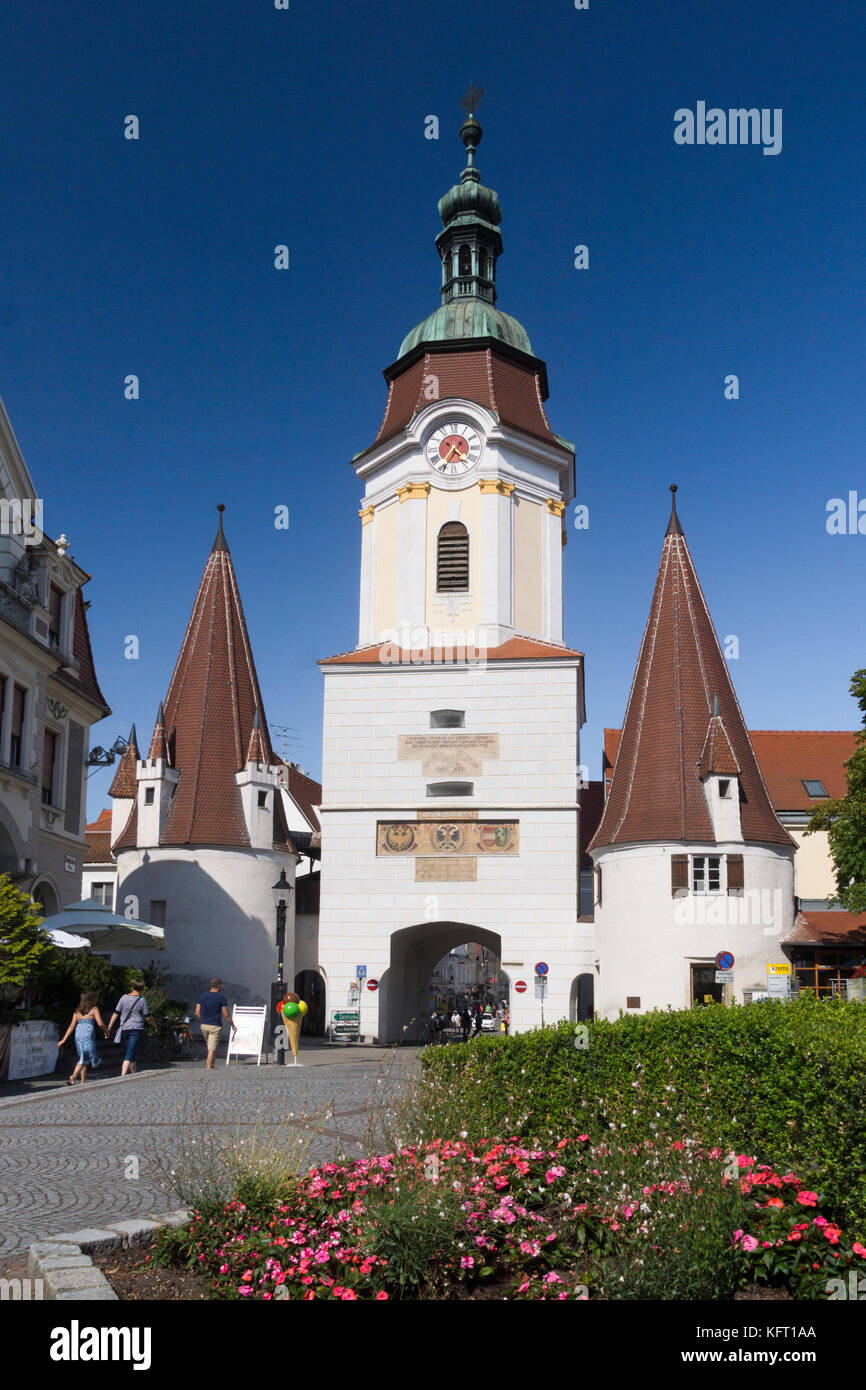 The Steiner Tor is considered as a symbol of the city of Krems an der Donau, in the Wachau valley of Austria Stock Photo