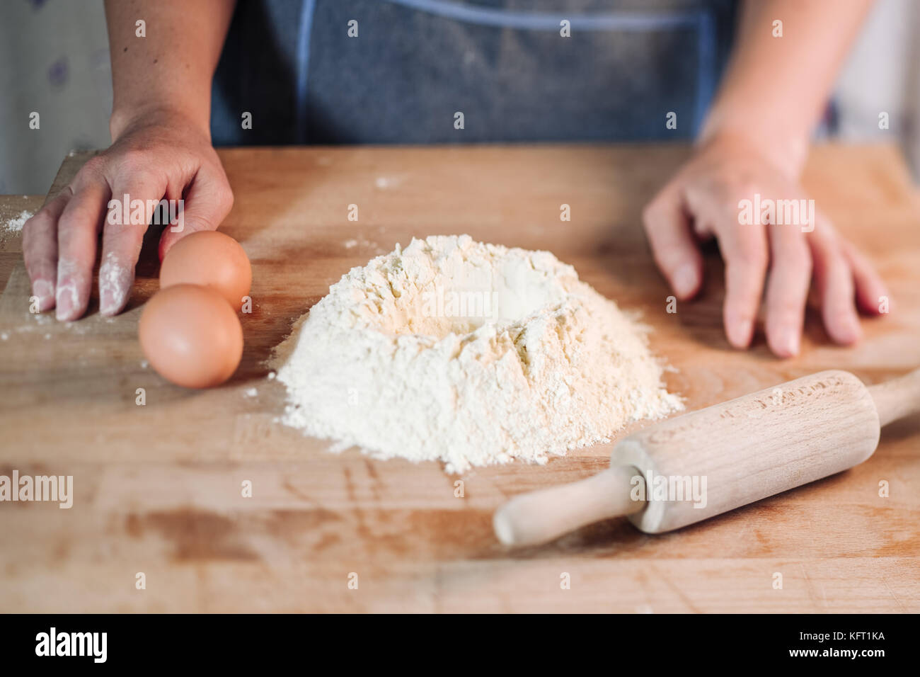 Image showcasing Making of the traditional italian pasta dough Stock Photo - Alamy