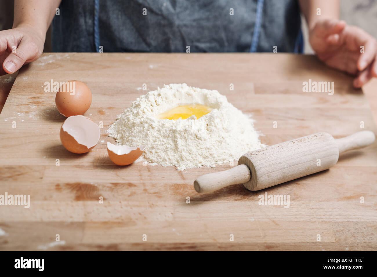 Image showcasing Making of the traditional italian pasta dough Stock Photo - Alamy