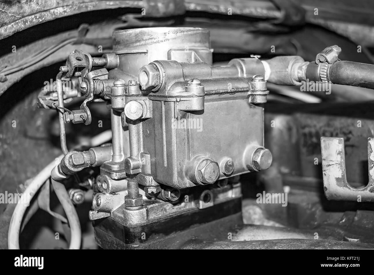 Old car spare parts Black and White Stock Photos & Images Alamy