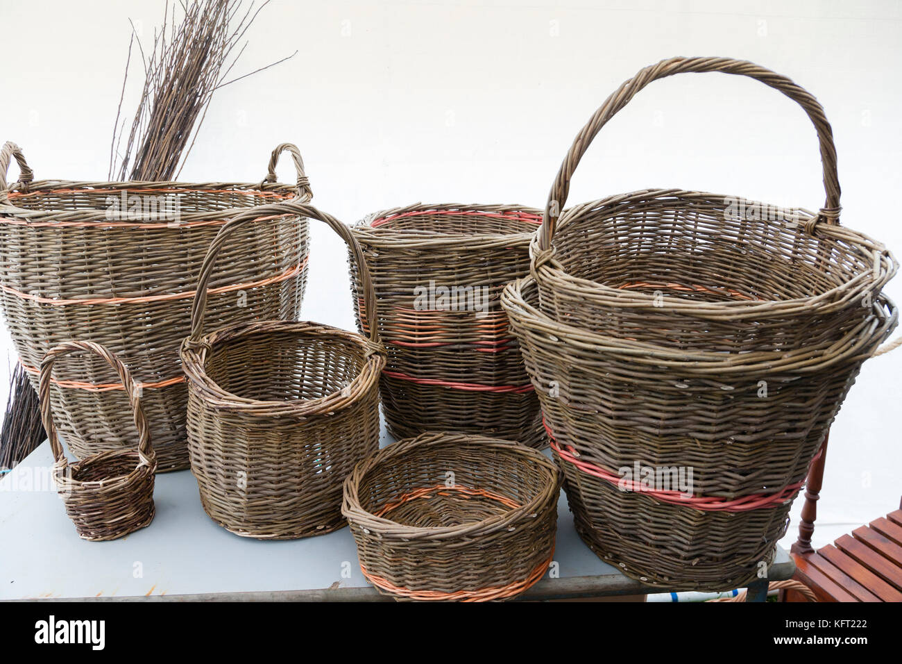 Wicker baskets of various shapes and sizes Stock Photo Alamy