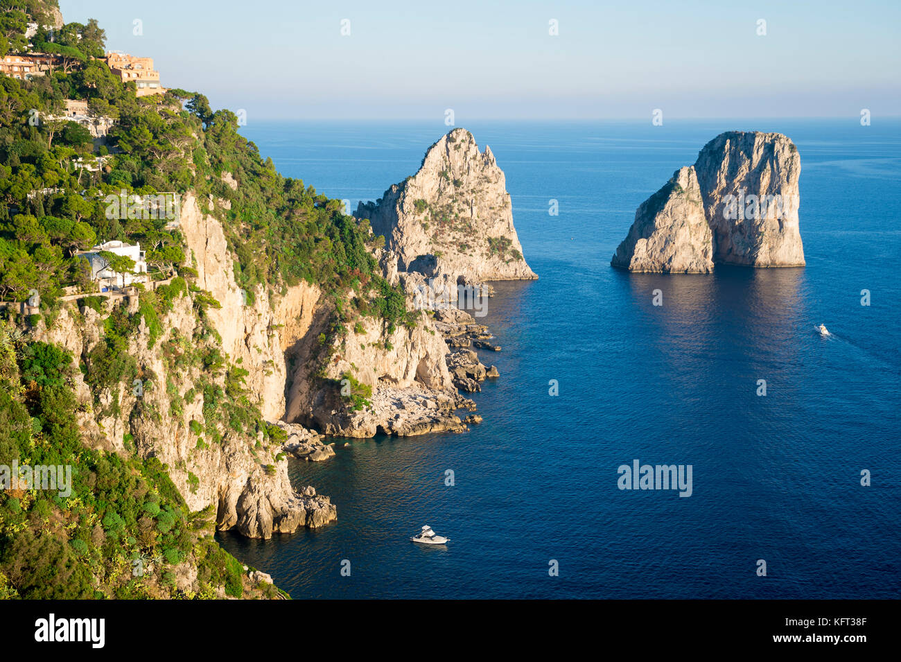 View of the iconic faraglioni rocks of Capri Island in Italy Stock ...