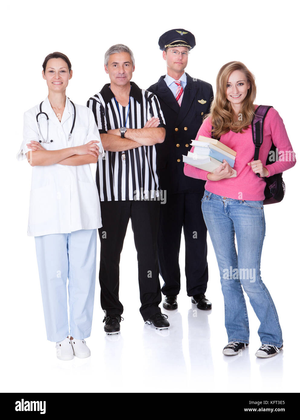 Diverse group of people from the community including professionals - pilot and doctor Stock Photo