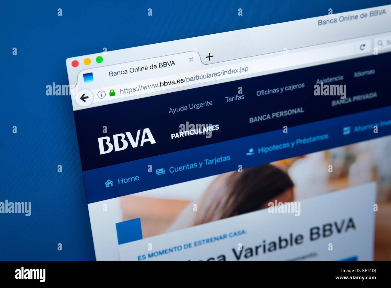 LONDON, UK - OCTOBER 17TH 2017: The homepage of the official website for BBVA - the multinational Spanish banking group, on 17th October 2017. Stock Photo