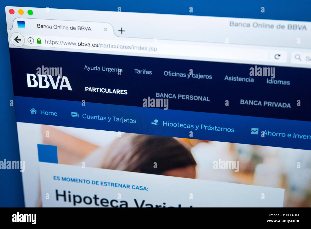 LONDON, UK - OCTOBER 17TH 2017: The homepage of the official website for BBVA - the multinational Spanish banking group, on 17th October 2017. Stock Photo
