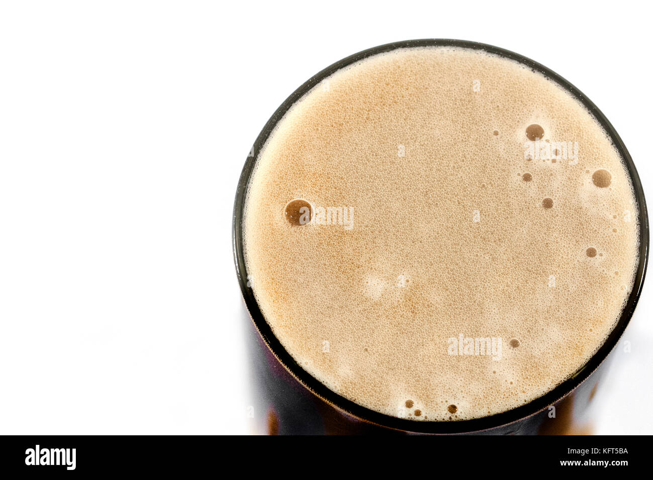 Cola with ice cubes in glass top view isolated on white background ...