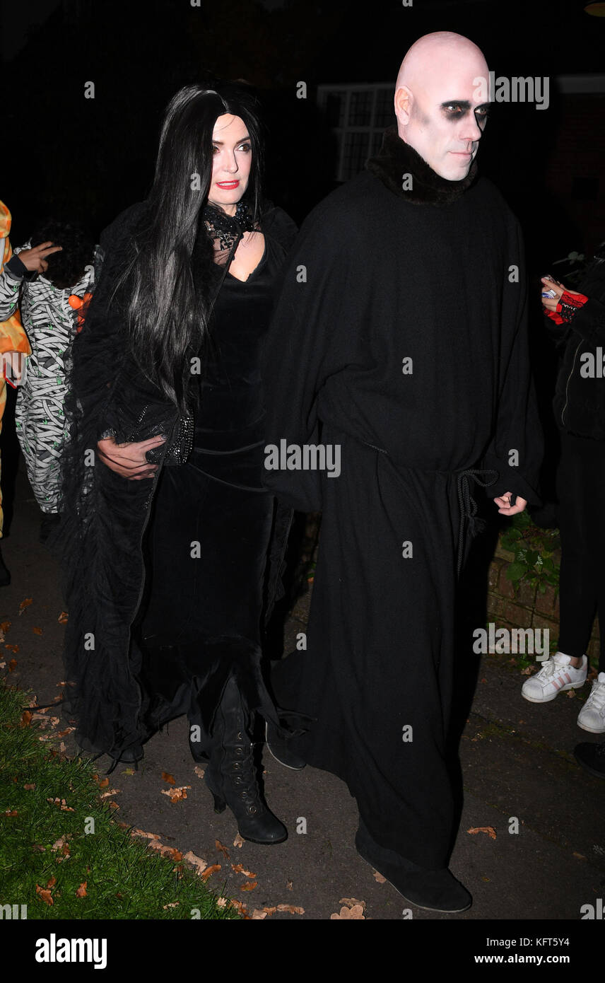 John Bishop (right) arrives at a Halloween party hosted by Jonathan Ross at his house in north London. Stock Photo