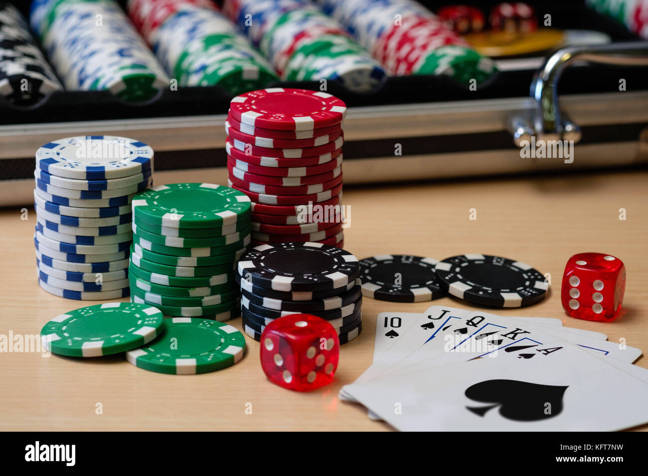 Casino Poker Chips, dice and cards Stock Photo Alamy