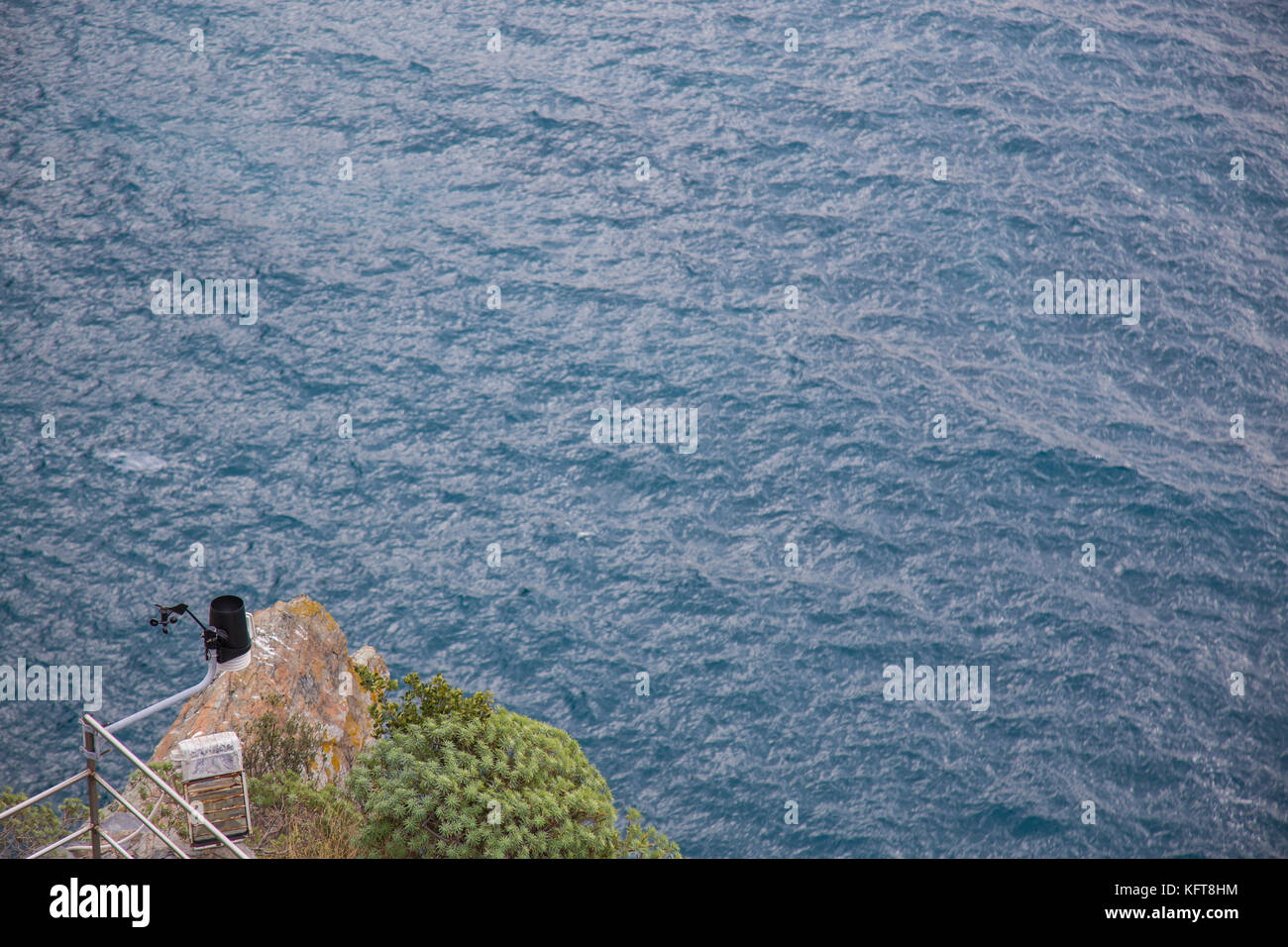 Anemometer and rain gauge on the cliff Stock Photo Alamy