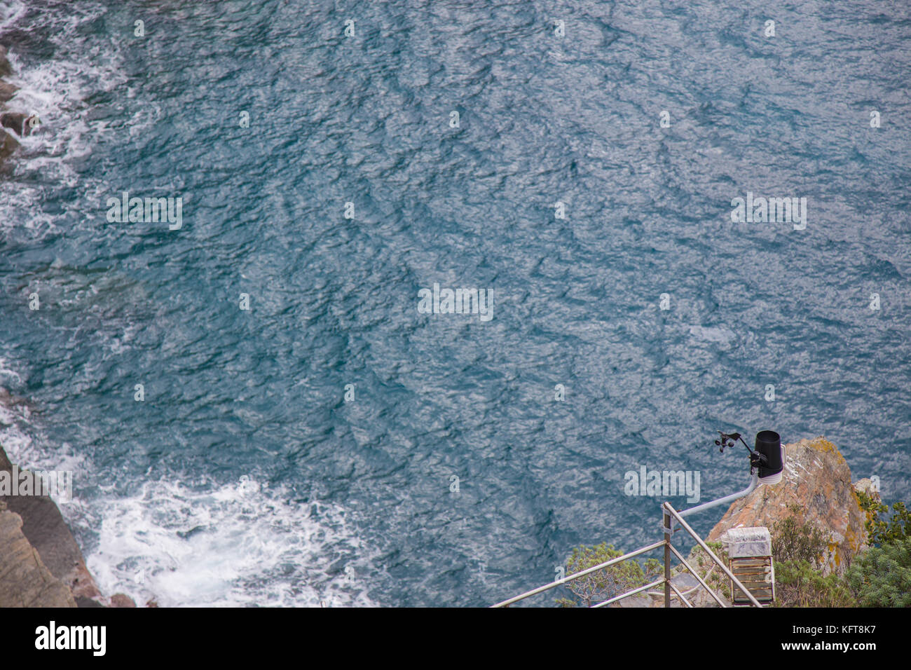 Anemometer and rain gauge on the cliff Stock Photo Alamy