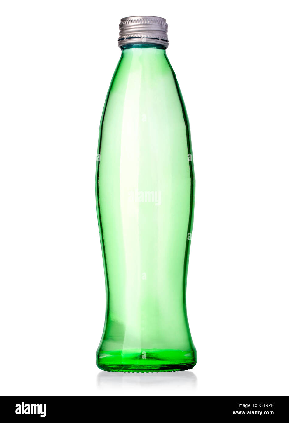 green glass water bottle isolated on white with clipping path Stock