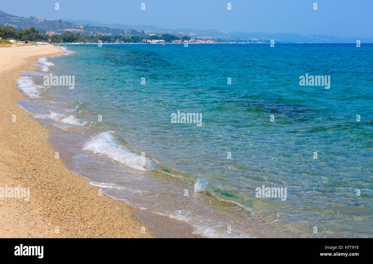 Summer sea beach morning landscape (Kassandra peninsula, Halkidiki ...