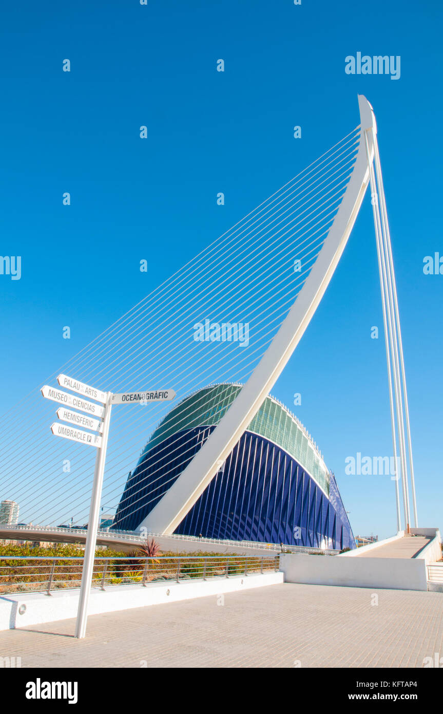 The Agora and L'Assut d'Or bridge. City of Arts and Sciences, Valencia, Spain. Stock Photo