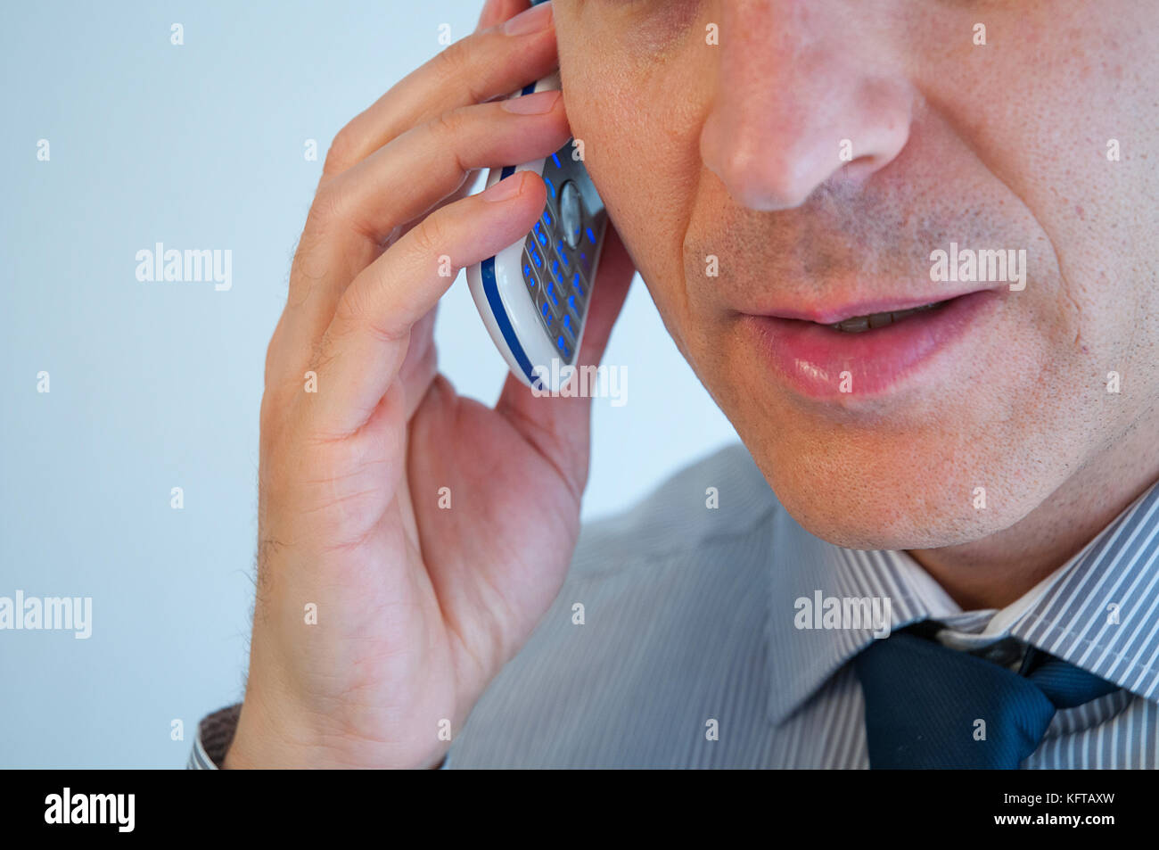 Man using a mobile phone, close view. Stock Photo