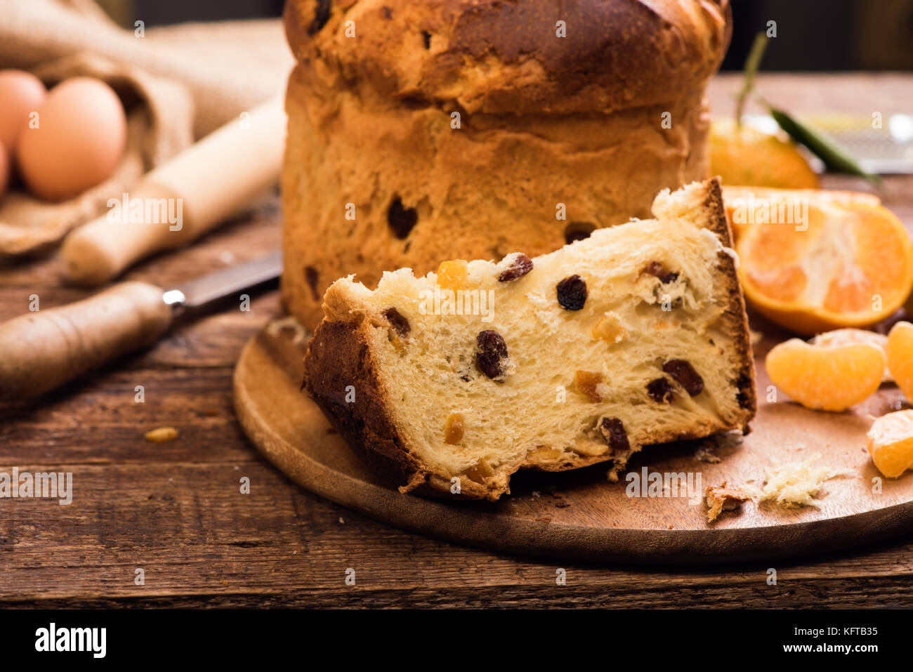 Panettone. Italian traditional christmas cake Stock Photo