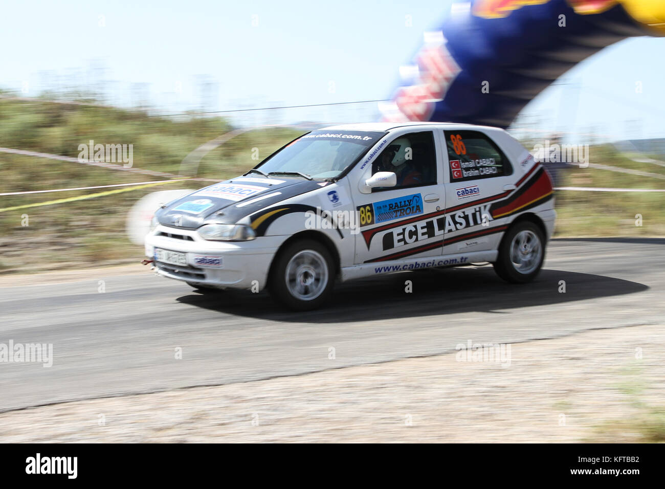 CANAKKALE, TURKEY - JULY 01, 2017: Ismail Cabaci drives Fiat Palio in ...