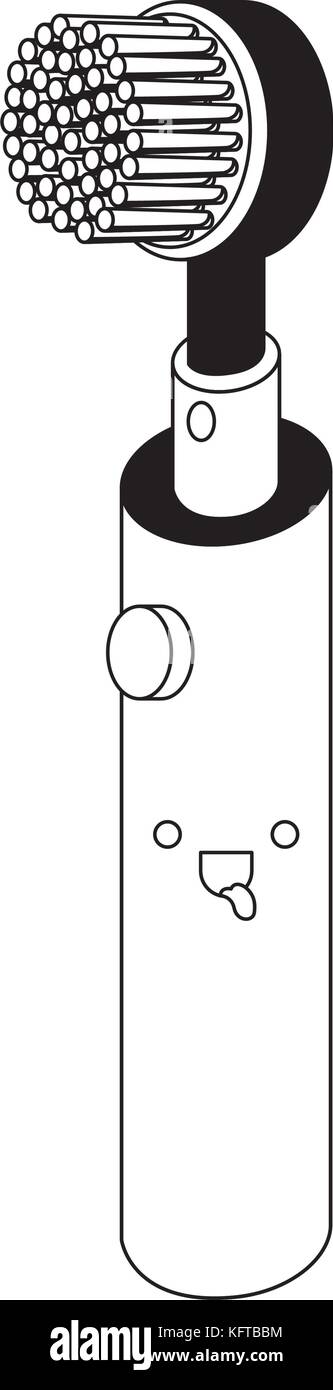 electric toothbrush kawaii in black silhouette Stock Vector Image & Art ...