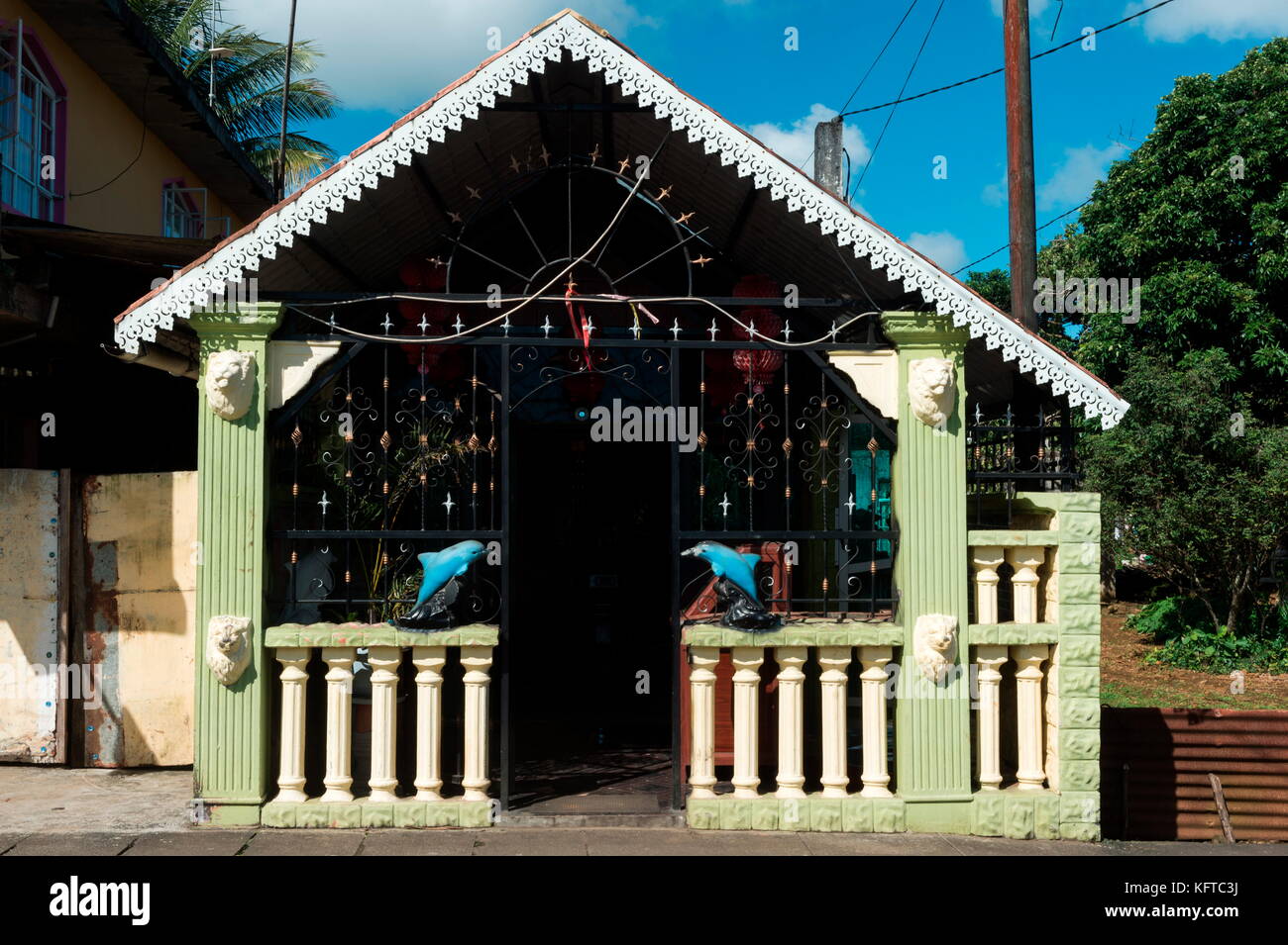Red bus converted into a cafe, Saint Martin, Mauritius Stock Photo - Alamy
