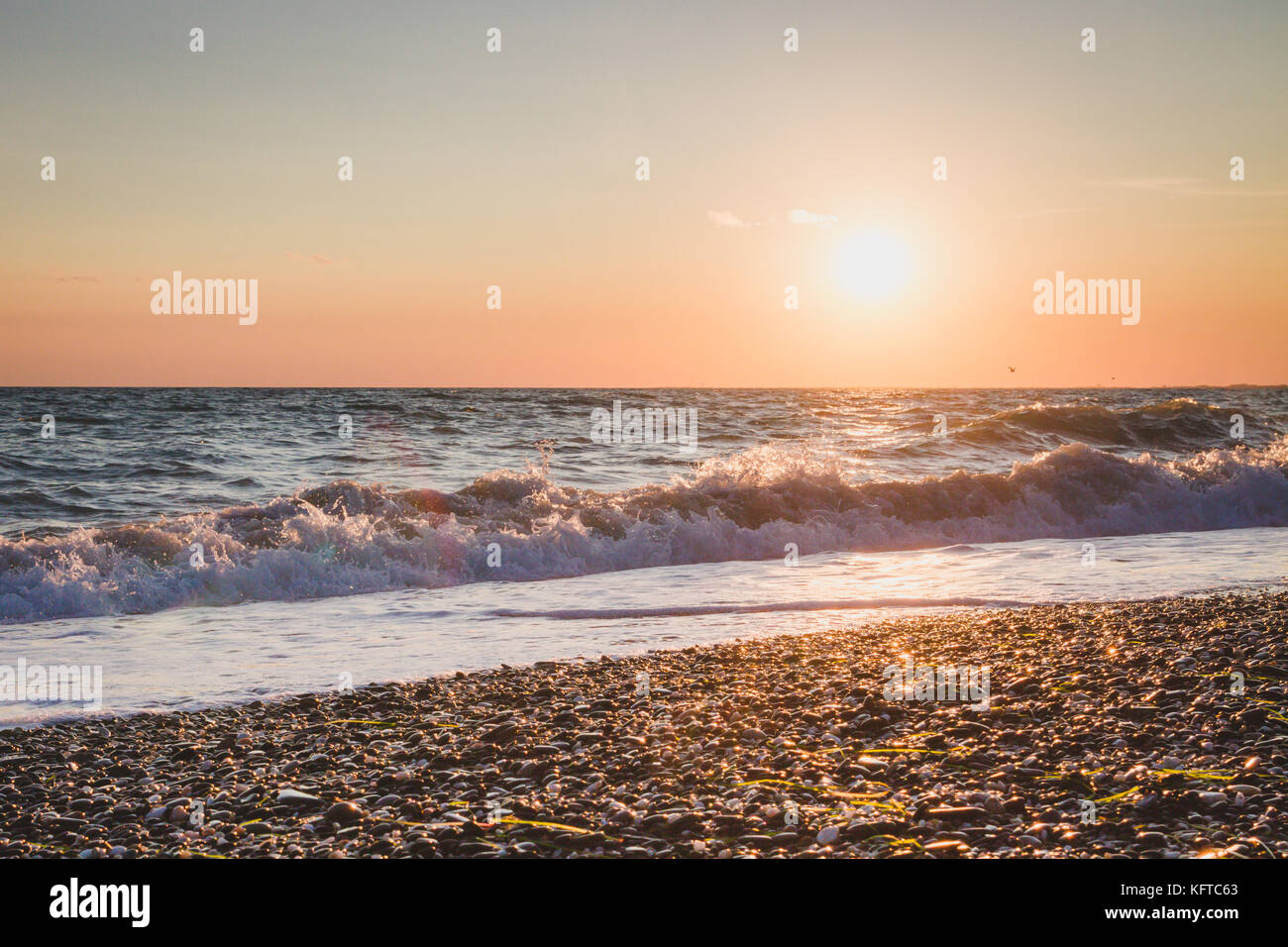 Beautiful sunset on the summer sea Stock Photo - Alamy
