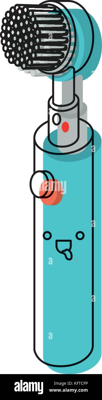 electric toothbrush kawaii in watercolor silhouette Stock Vector Image ...