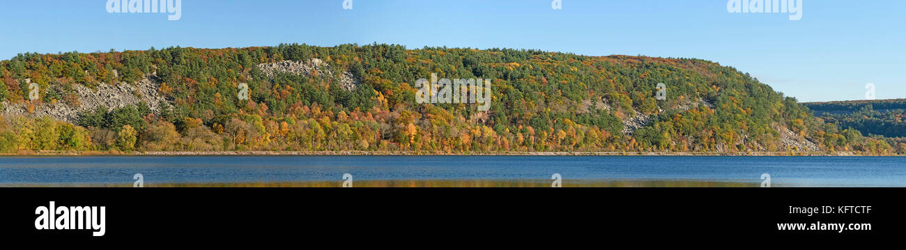 Fall Colors Panorama at Devils Lake State Park in Wisconsin Stock Photo