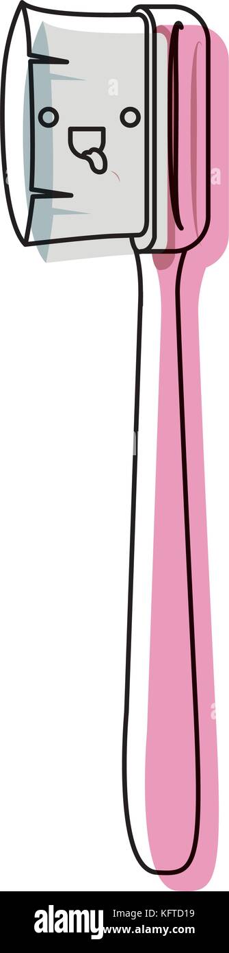 manual toothbrush female kawaii in watercolor silhouette Stock Vector ...