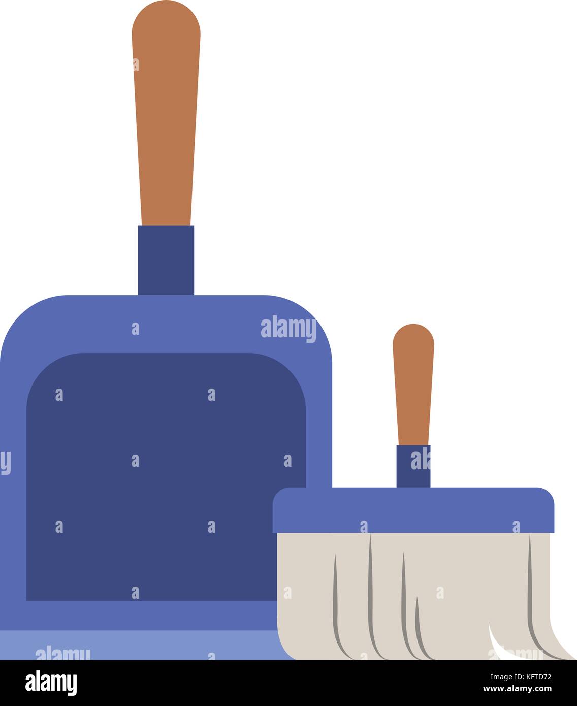 dustpan and hand broom in colorful silhouette Stock Vector