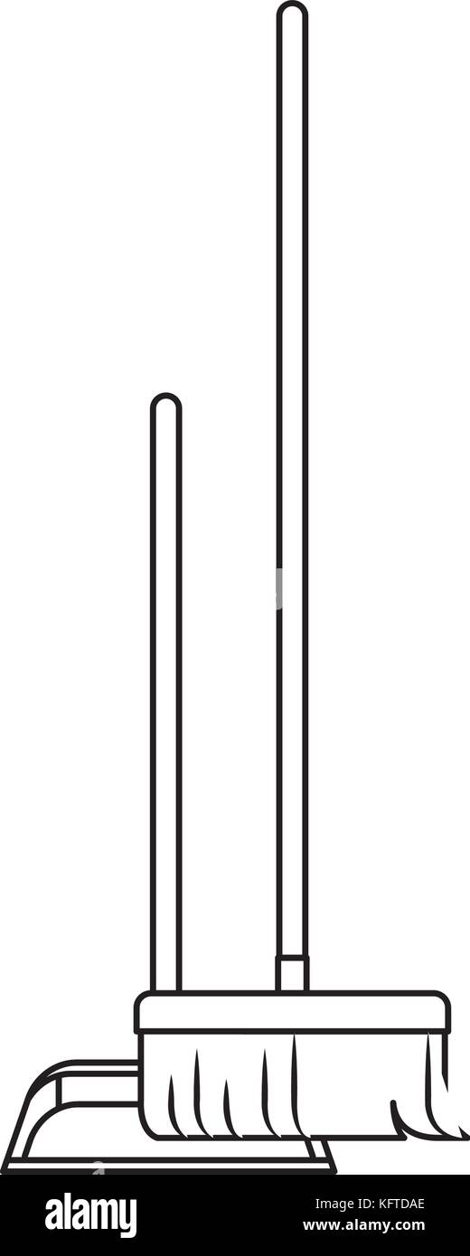 dustpan and broom in monochrome silhouette Stock Vector Image & Art Alamy