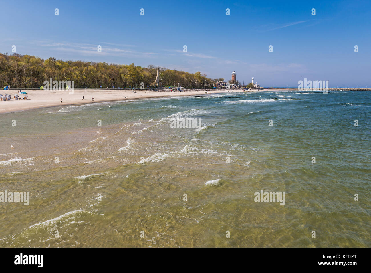 Coastline of the Baltic Sea in Kołobrzeg city in West Pomeranian Voivodeship of Poland Stock Photo