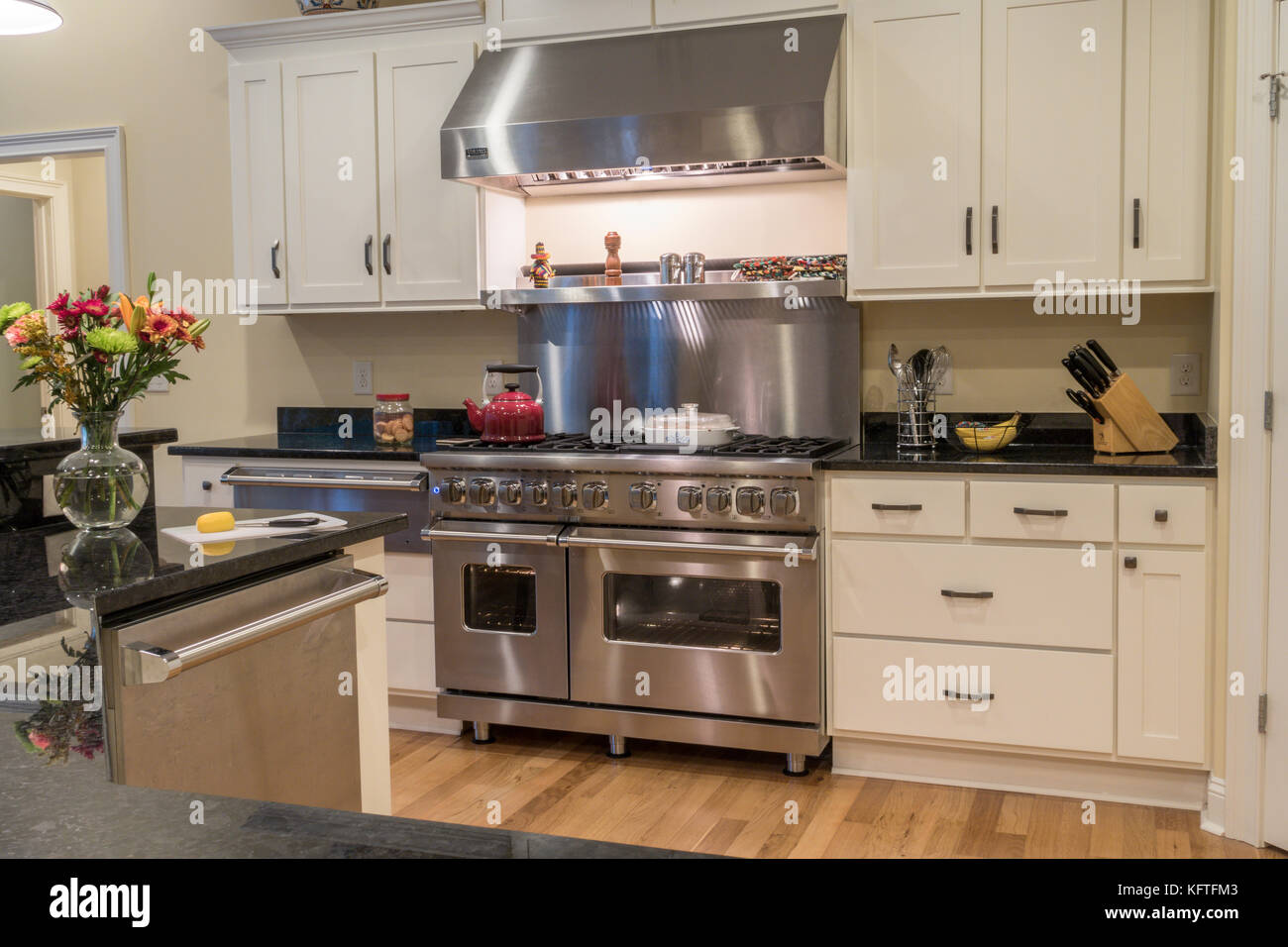 Upscale Residential Kitchen, USA Stock Photo