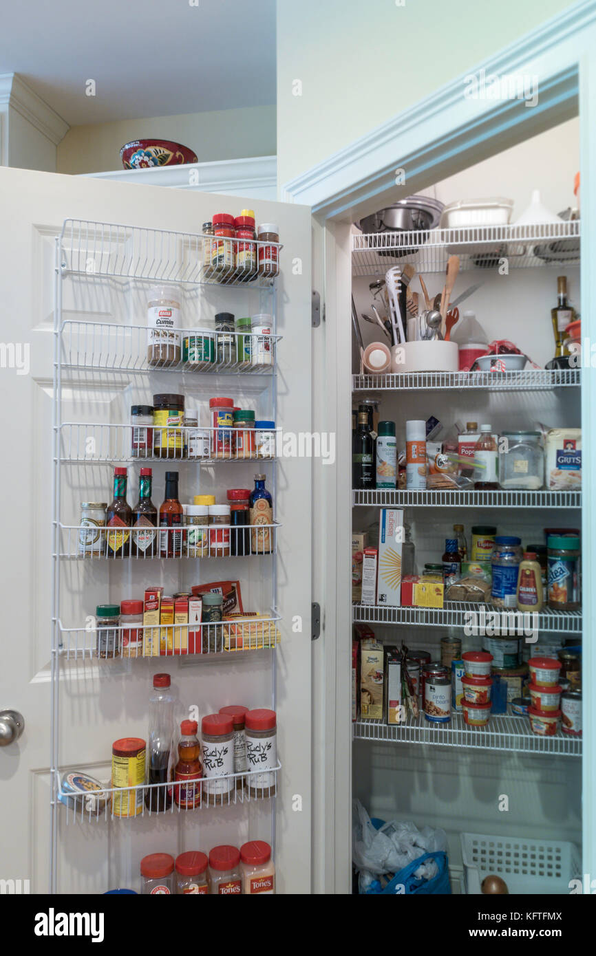 Large Walk-in Kitchen Pantry, USA Stock Photo