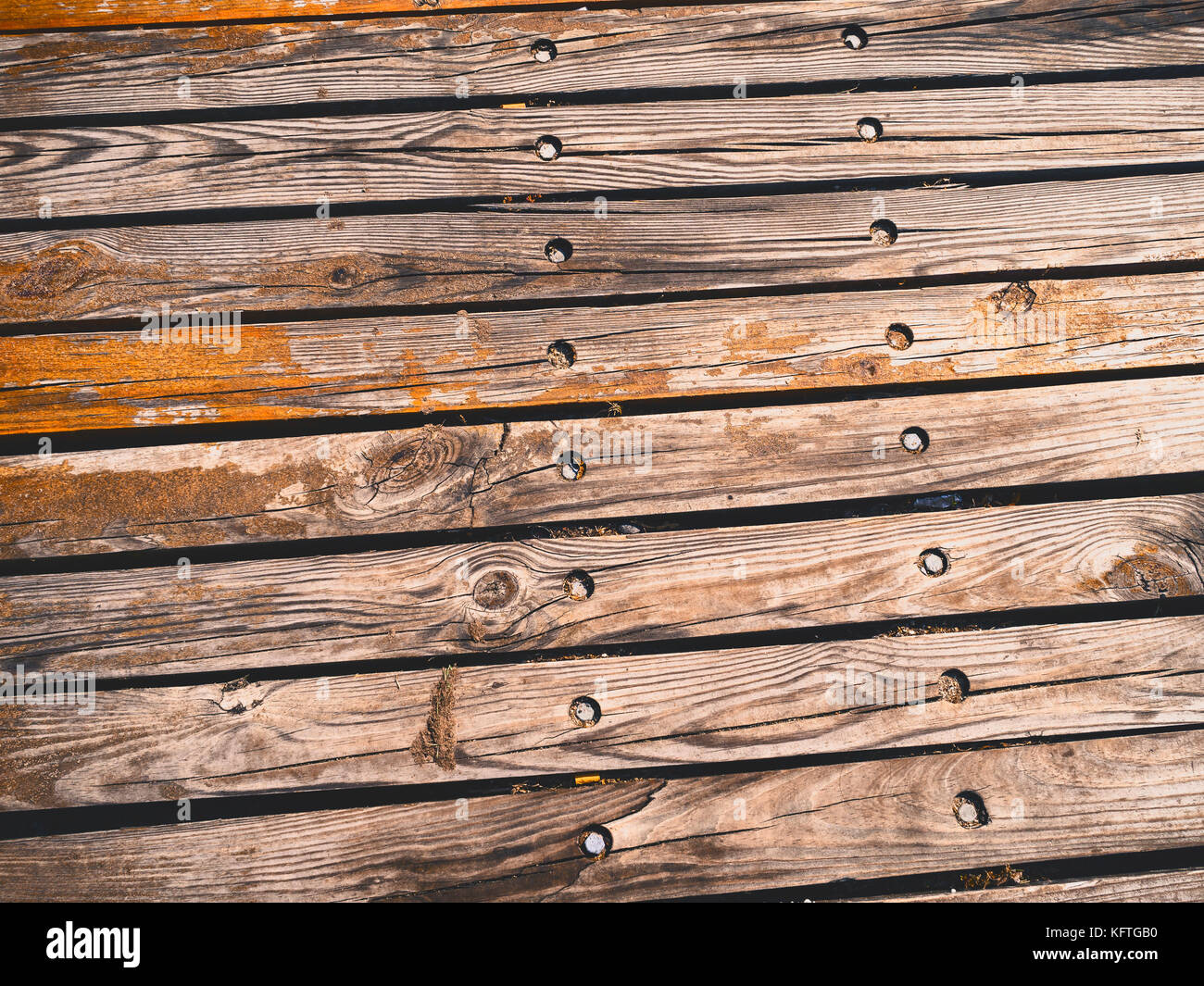 Old wooden planks gritty wood texture background Stock Photo