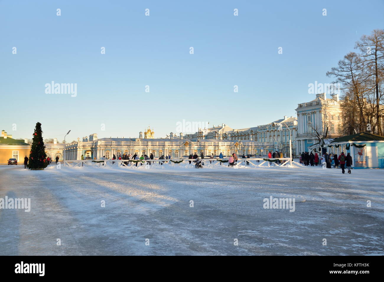ST.PETERSBURG, RUSSIA - JANUARY 22, 2016: The outdoor ice rink near the ...