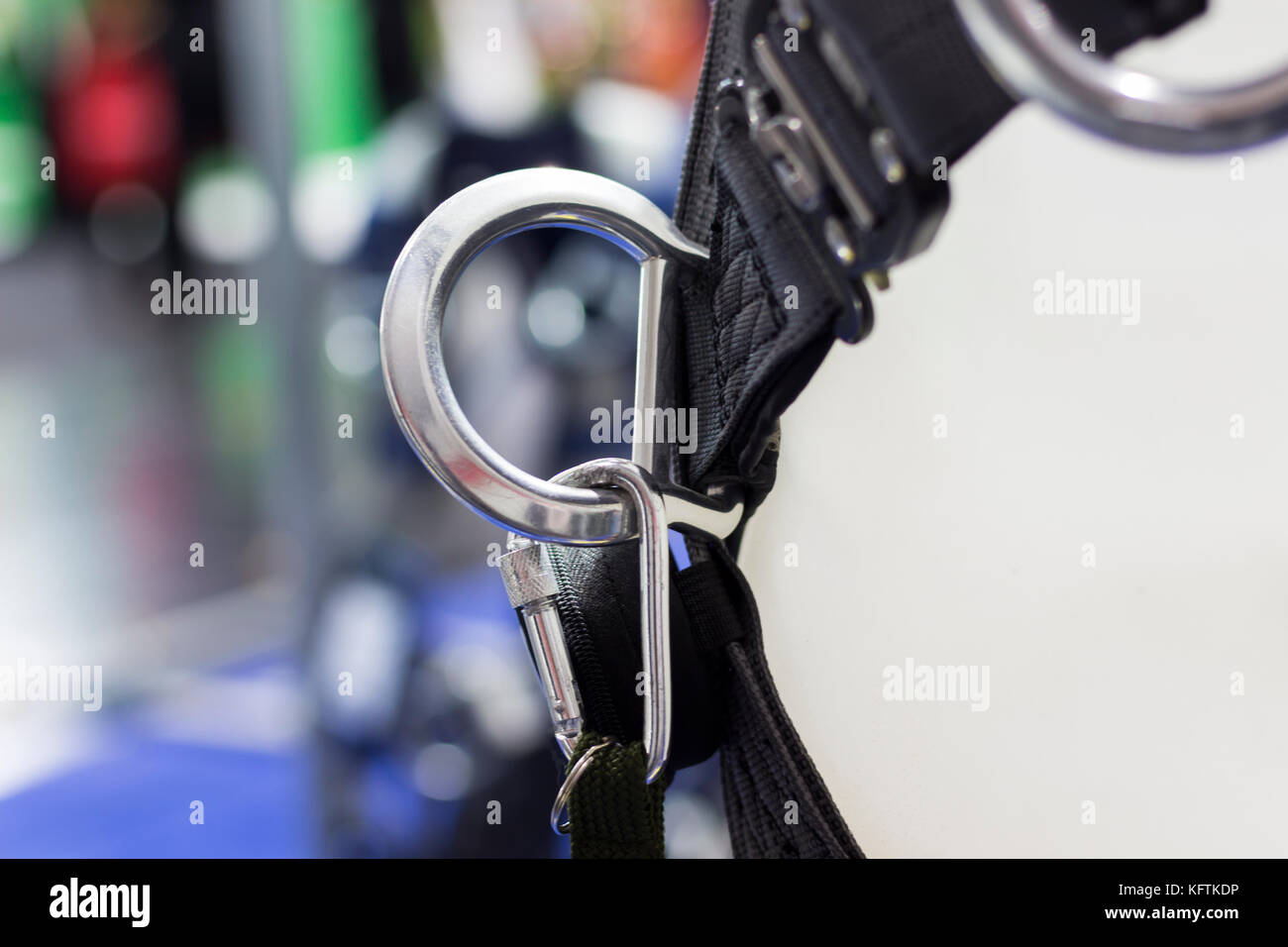 Carabiner for Climbing harness ;Quick Release ; Close up Stock Photo