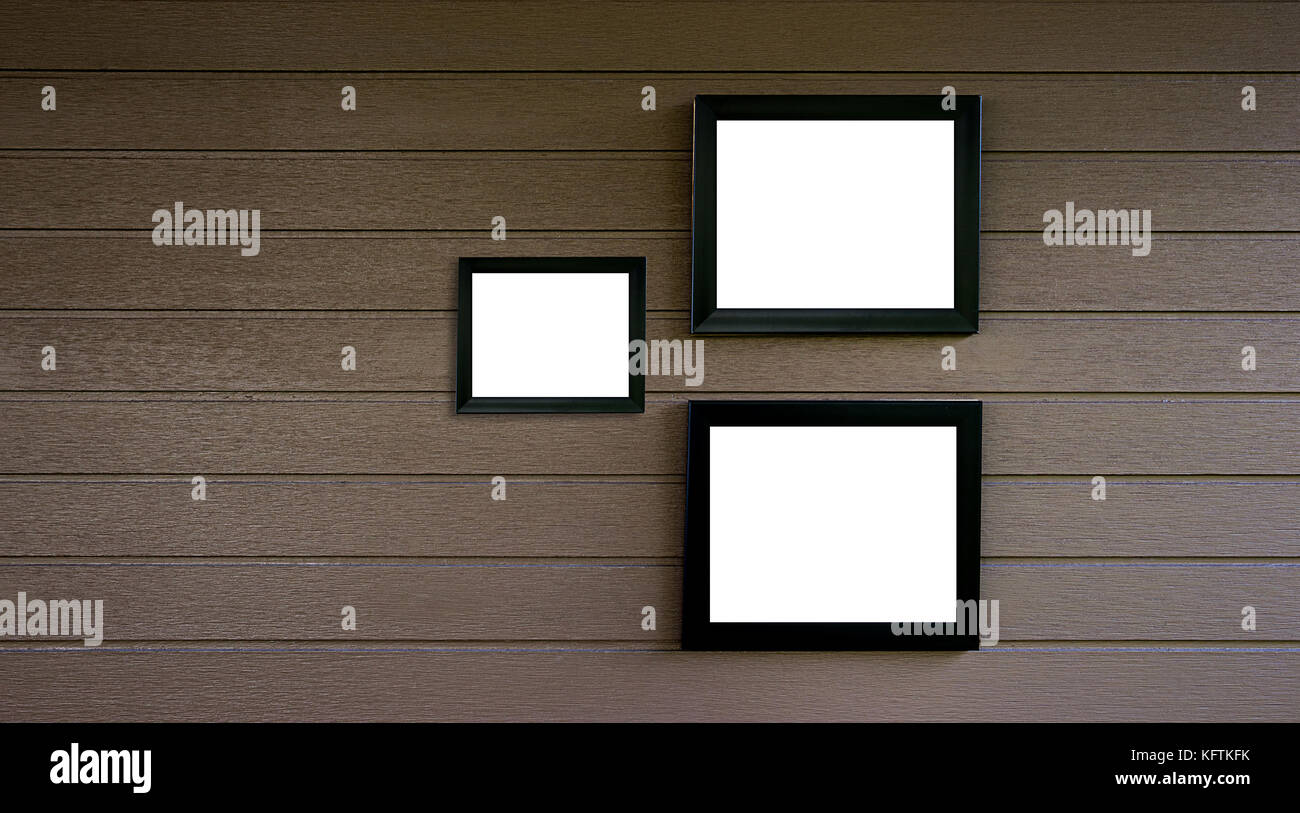 empty old wood frame vintage on wooden wall Photo or picture art Stock ...