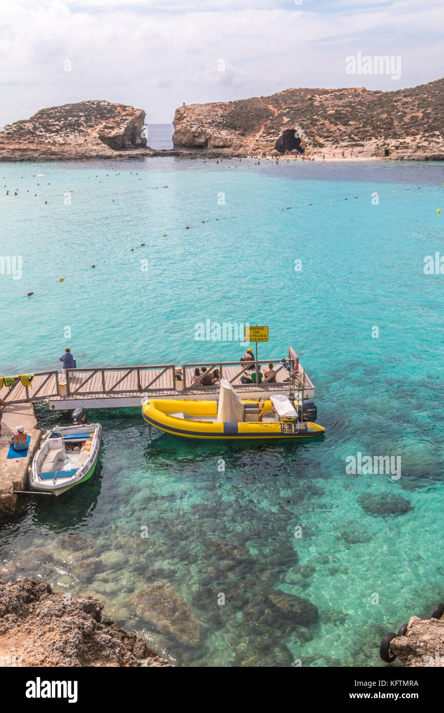Blue Lagoon in Comino Island Malta Stock Photo
