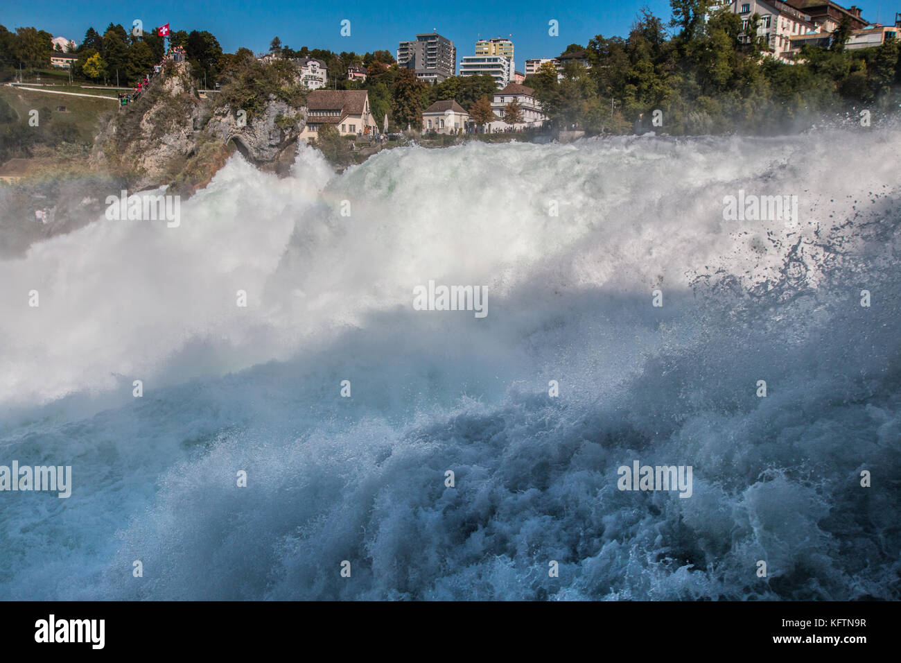 Nice view of Rhine Falls in Switzerland Stock Photo