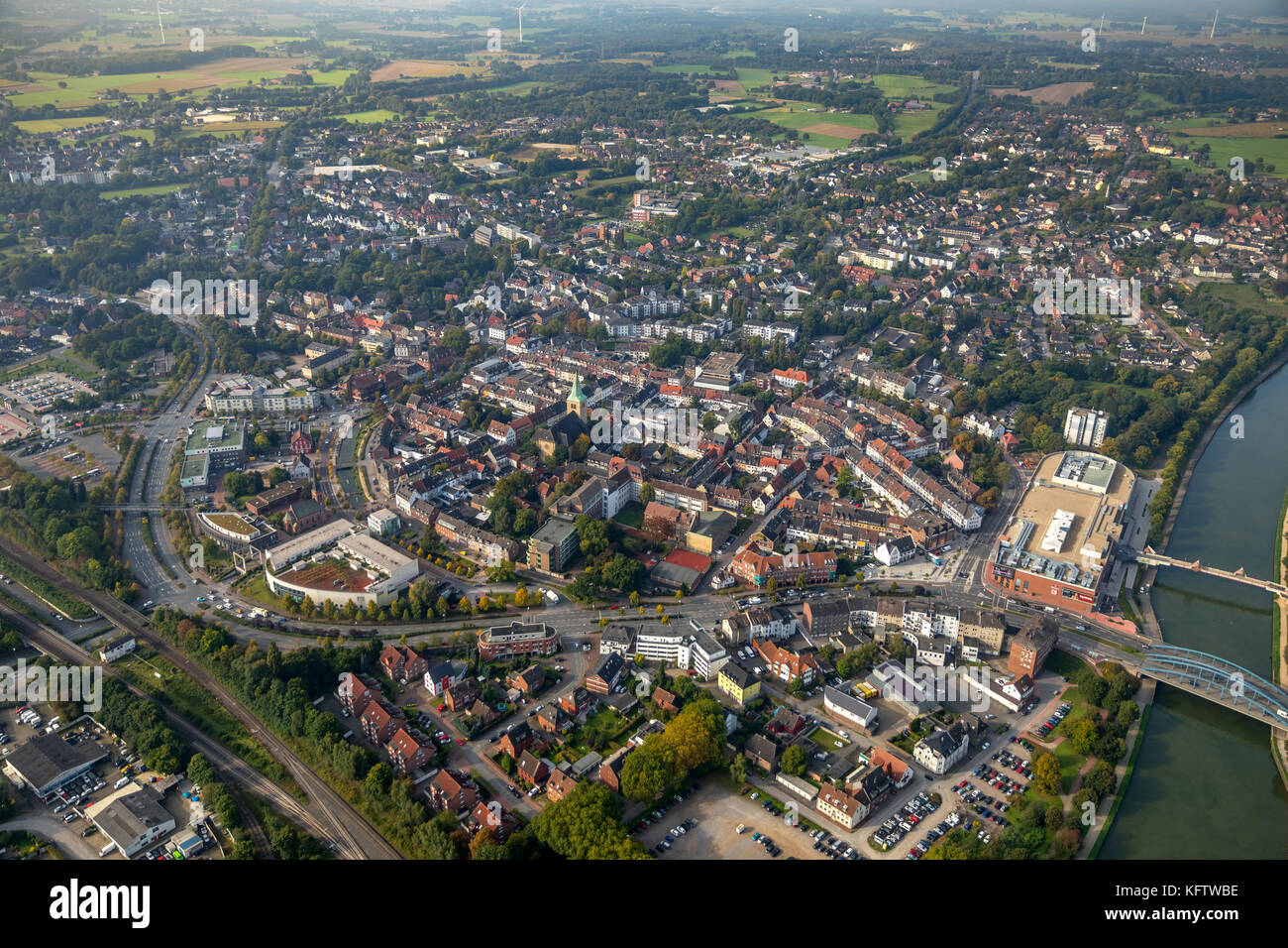 City center of Dorsten with shopping center Mercaden Dorsten, Dorsten, Ruhr area, North Rhine-Westphalia, Germany, Dorsten, Europe, aerial view, aeria Stock Photo