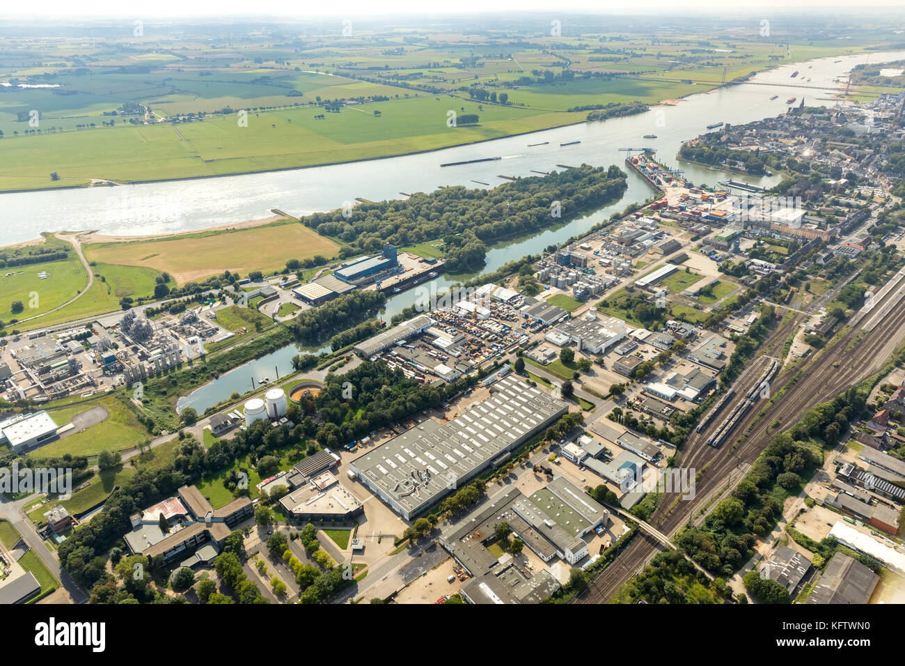 City Harbor Emmerich, river port on the Rhine, Port Emmerich, Lower Rhine, North Rhine-Westphalia, Germany, Emmerich, Europe, Aerial View, Aerial, aer Stock Photo